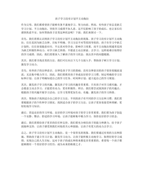 孩子学习没有计划不主动拖拉