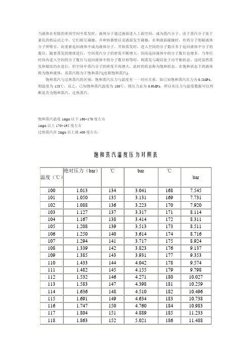 饱和蒸汽压力与温度的关系