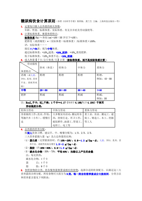 糖尿病饮食计算原则