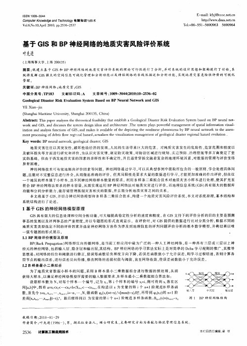 基于GIS和BP神经网络的地质灾害风险评价系统