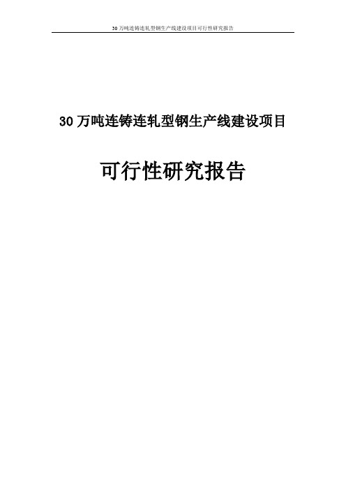 30万吨连铸连轧型钢生产线建设项目可行性研究报告