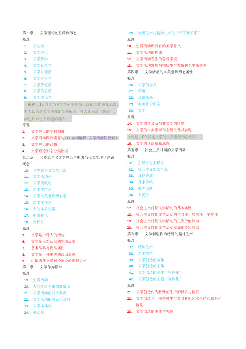文学理论 知识点提要