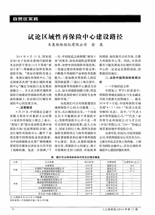 试论区域性再保险中心建设路径