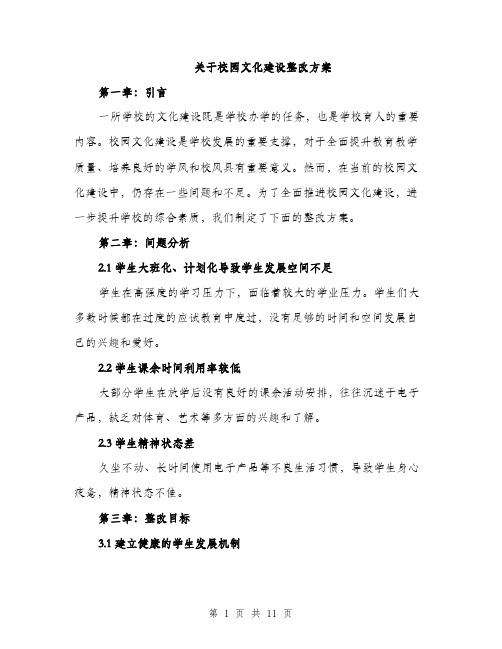 关于校园文化建设整改方案（3篇）