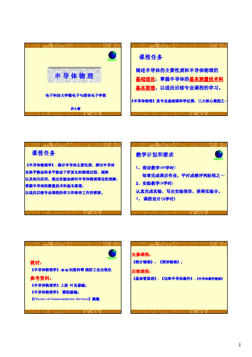 电子科技大学半导体物理学课件——半导体中的电子状态