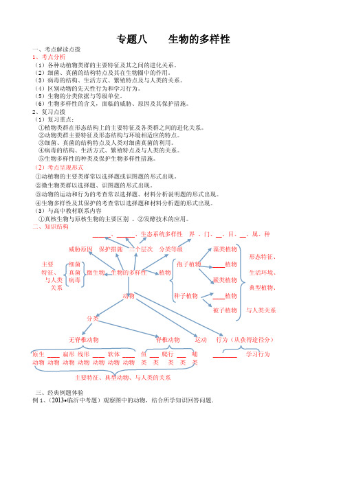 山东省2014年中考生物二轮专题复习 专题8 生物的多样性(pdf版).