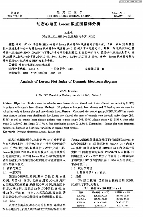 动态心电图Lorenz散点图指标分析