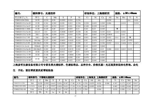 光谱标样、铸铁光谱标样、钢铁光谱标样、钢铁光谱控样