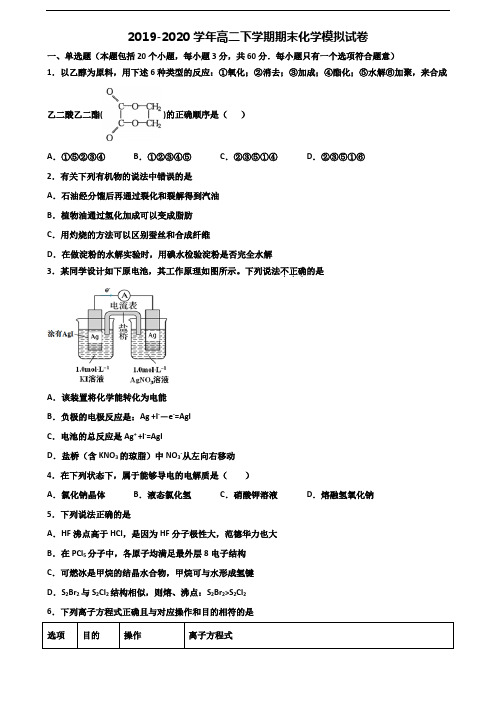 (5份试卷汇总)2020-2021学年云南省玉溪市高二化学下学期期末检测试题