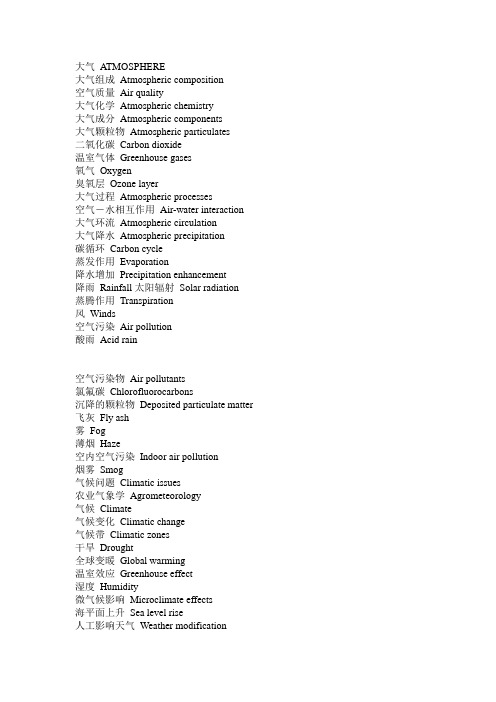 环境相关英语词汇大全