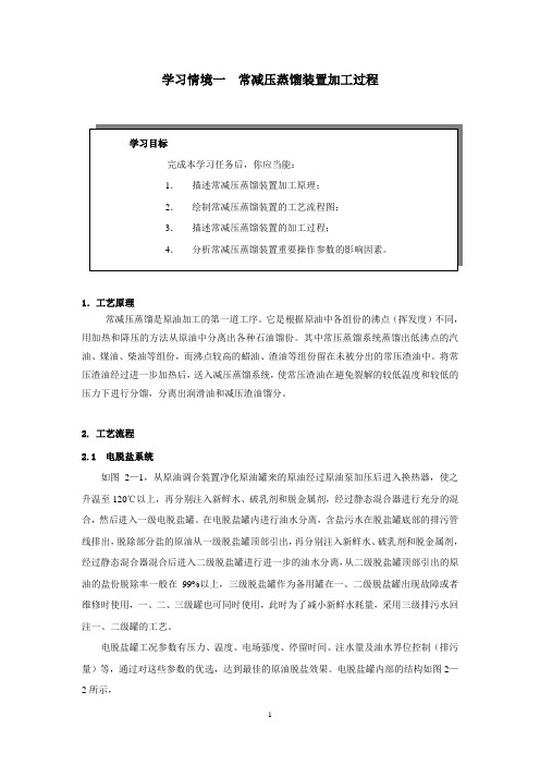 学习情境一  常减压蒸馏装置加工过程