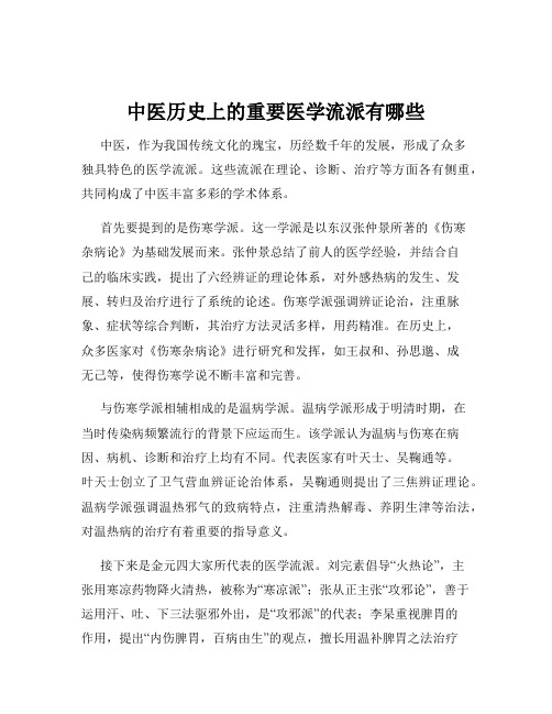 中医历史上的重要医学流派有哪些