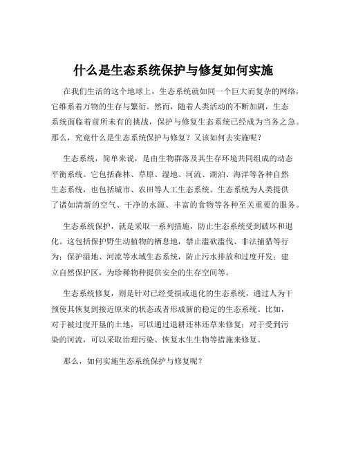 什么是生态系统保护与修复如何实施