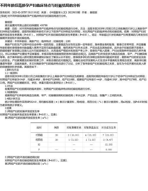 不同年龄段高龄孕产妇临床特点与妊娠结局的分析