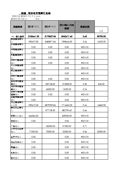 2014年高地无锡物业公司年度收支预算(11月最新版