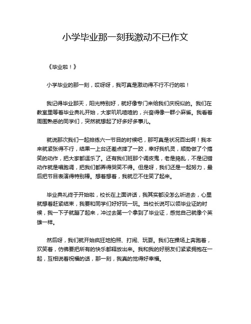 小学毕业那一刻我激动不已作文