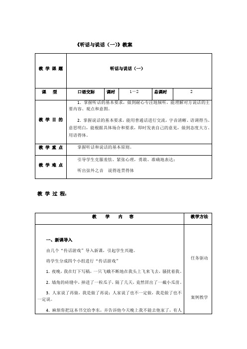 听话与说话教学设计 -完整获奖版