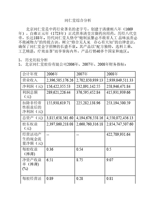 同仁堂综合能力分析