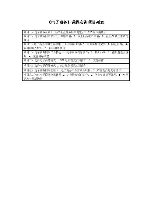 电子商务实训内容