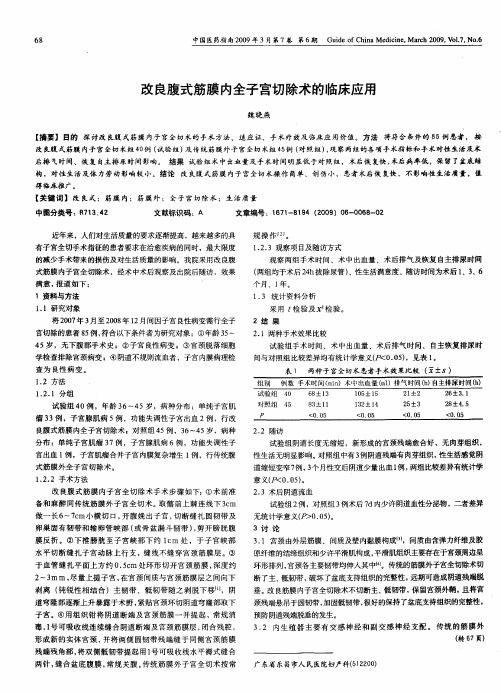 改良腹式筋膜内全子宫切除术的临床应用