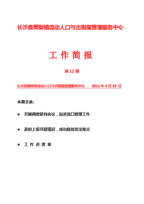 榔梨镇流动人口与出租屋管理服务中心工作简报第12期