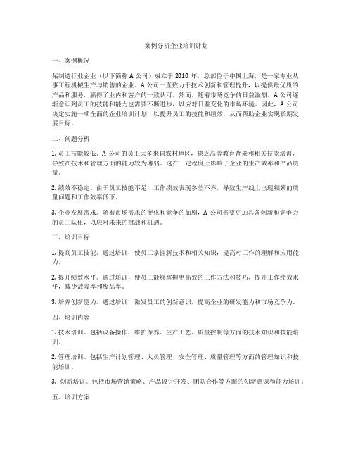 案例分析企业培训计划