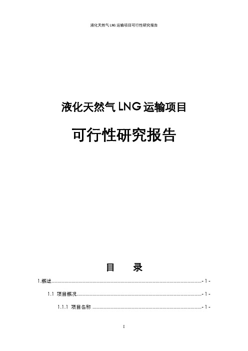 液化天然气LNG运输可行性研究报告