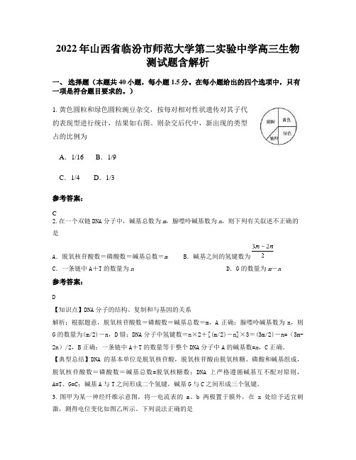 2022年山西省临汾市师范大学第二实验中学高三生物测试题含解析