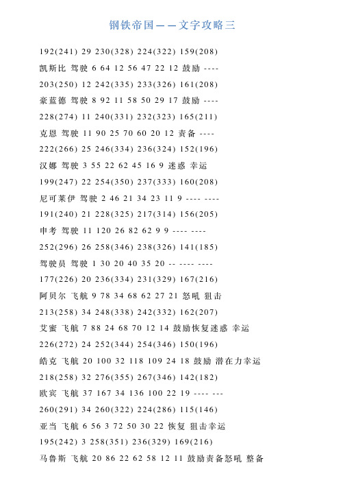 钢铁帝国——文字攻略三