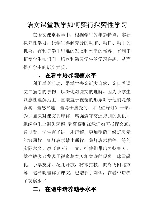 语文课堂教学如何进行探究性学习