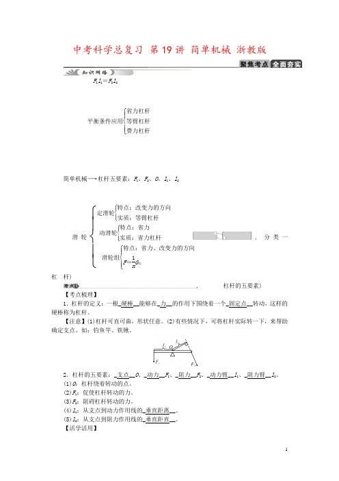中考科学总复习 第19讲 简单机械 浙教版