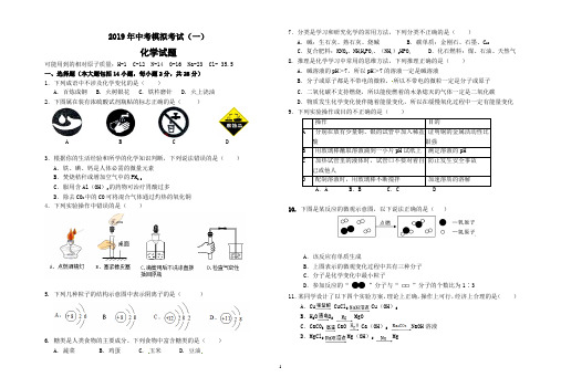 2019年中考模拟考试(一)化学试题