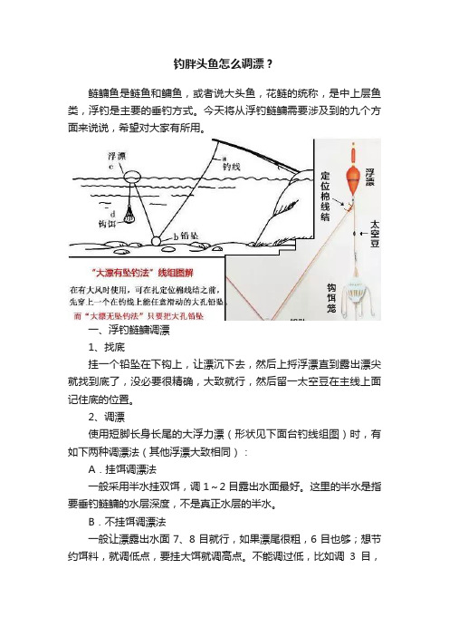 钓胖头鱼怎么调漂？