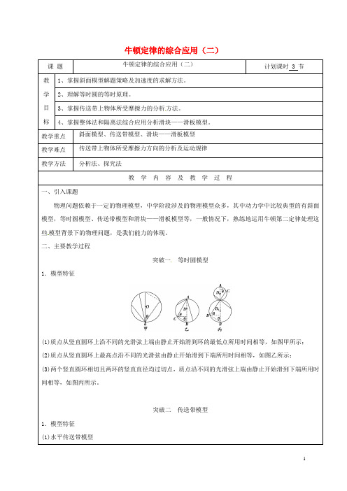 云南省峨山彝族自治县2017届高三物理一轮复习牛顿定律综合应用(二)教案
