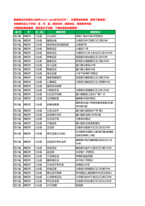 2020新版四川省绵阳市三台县足疗工商企业公司商家名录名单黄页联系电话号码地址大全74家