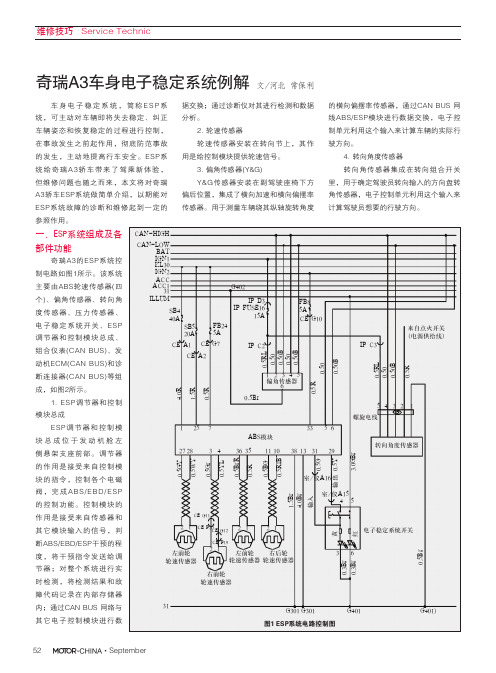 奇瑞A3车身电子稳定系统例解