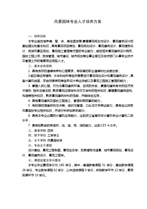 风景园林专业人才培养方案