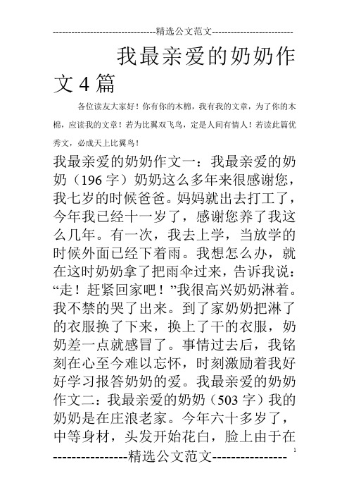 我最亲爱的奶奶作文4篇_0