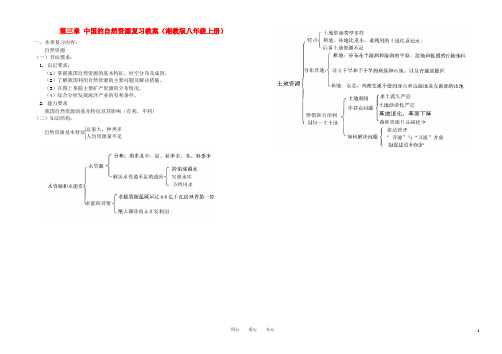 八年级地理上册_第三章_中国的自然资源复习教案_湘教版