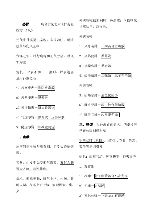 中医内科学 笔记 方便背诵版