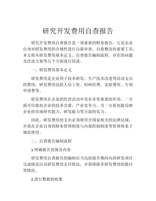 研究开发费用自查报告