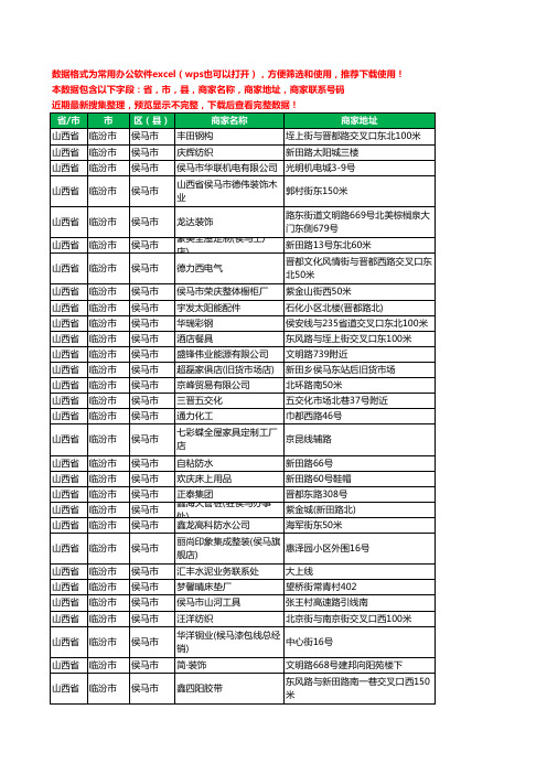 2020新版山西省临汾市侯马市家具有限公司工商企业公司商家名录名单黄页联系电话号码地址大全75家