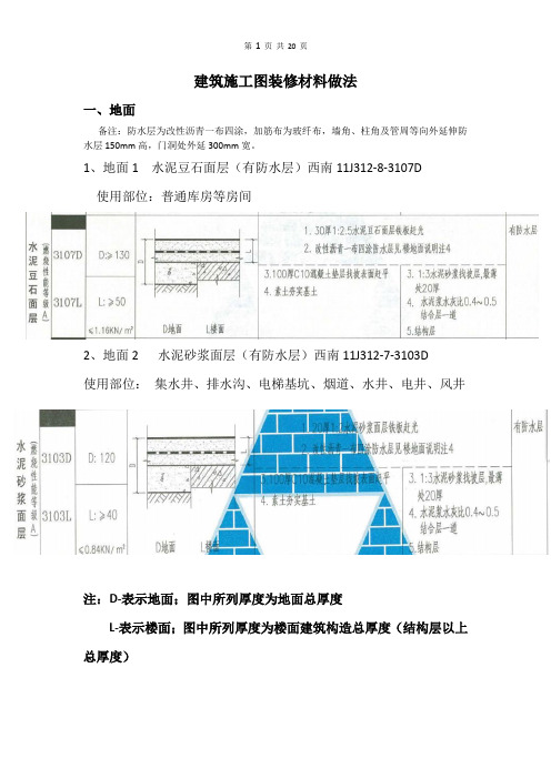 建筑施工图装修材料做法 (1)