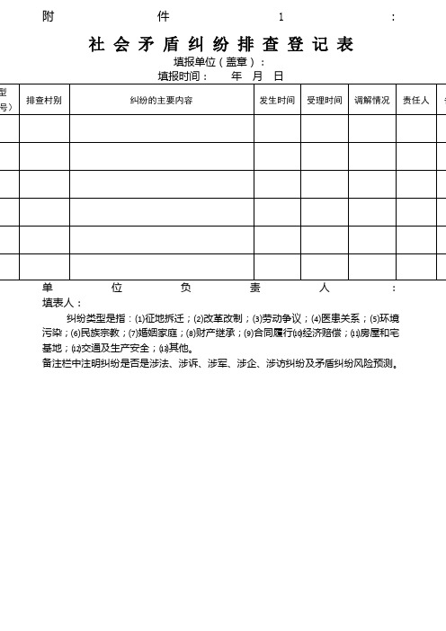 矛盾纠纷排查表