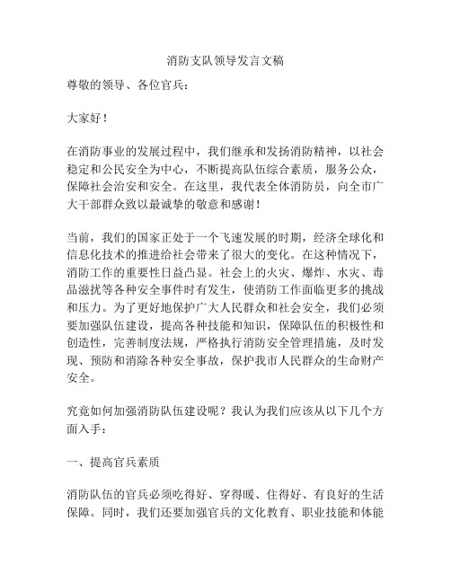 消防支队领导发言文稿