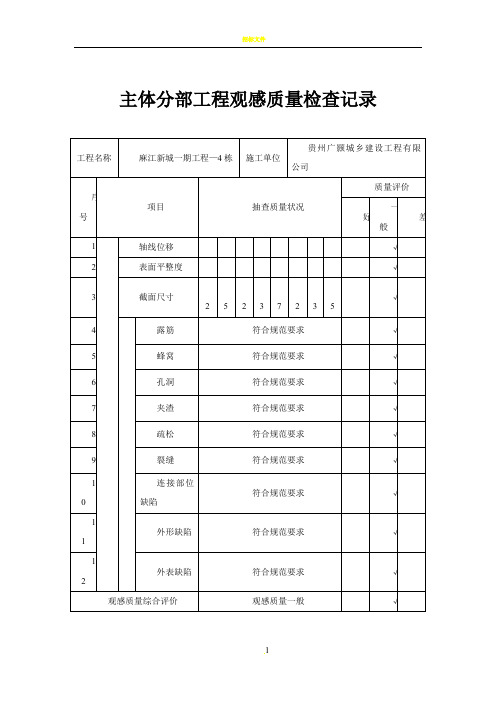 地基与基础分部工程观感质量检查记录