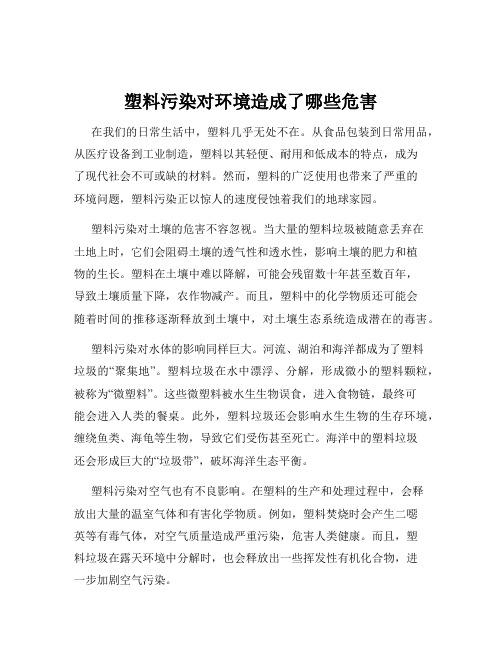 塑料污染对环境造成了哪些危害