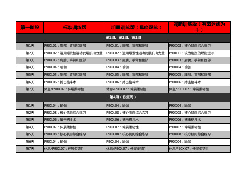 P90X训练计划表