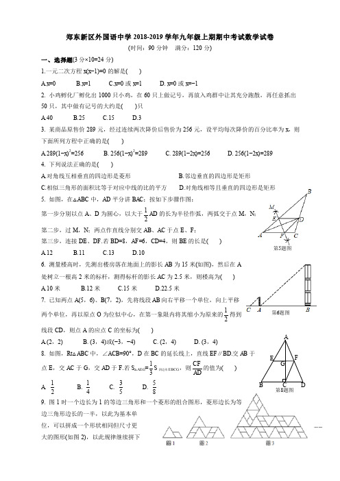 郑东新区外国语中学2018-2019学年九年级上期期中考试数