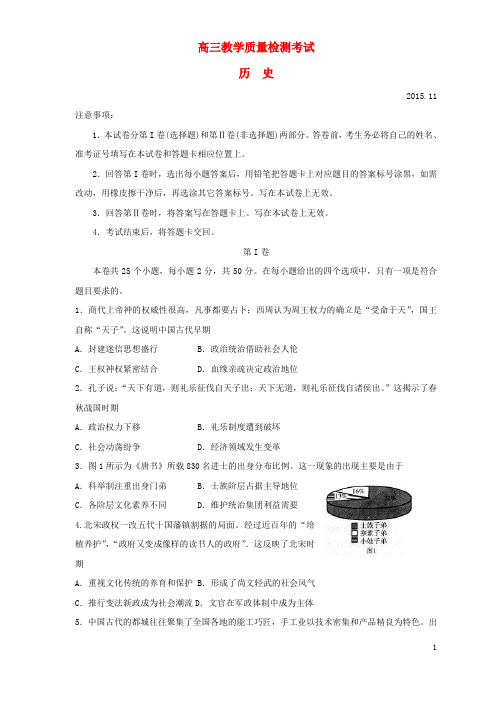 山东省临沂市高三历史上学期期中试题